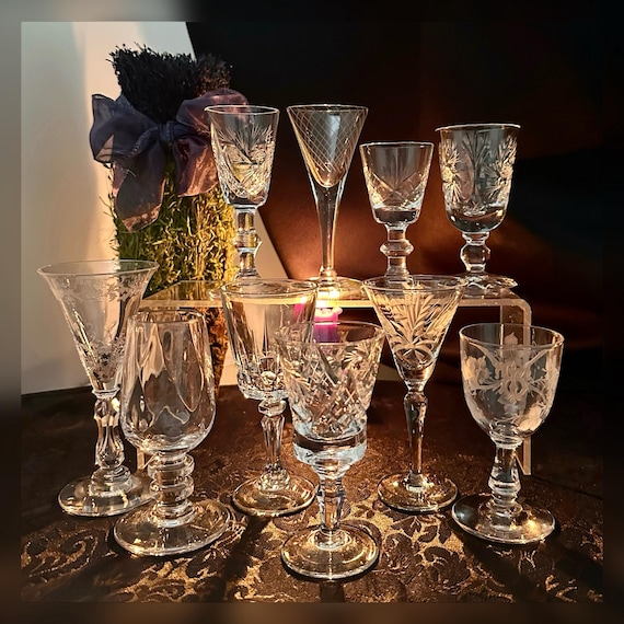Cordial Glasses Mixed Aperitif Digestif Glasses / Small Liquor Cordial Glasses / Dinner Liquor Cordial Glasses / Mixed Cordial Glasses - 10