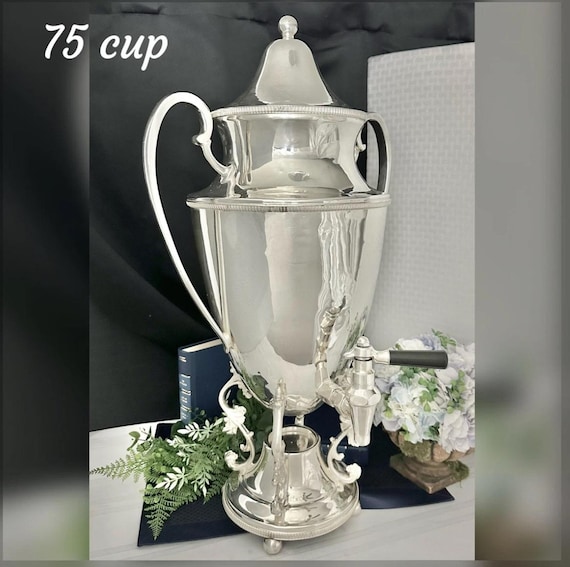 Silver Plated Coffee Server / Silver Plated Sheffield Hot Water Urn / Beverage Server Sheffield Silver Co - Holds 75 Cups / Vintage Tea Pot