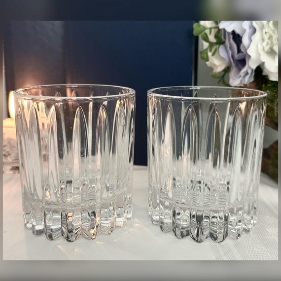 Mikasa Old Fashioned Marquis Barware / Marquis Mikasa Crystal Old Fashioned Glasses / 2 Old Fashioned Glasses / Double Old Fashioned Glasses