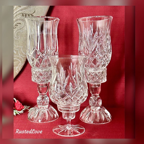 Hurricane Candle Holders / Centerpiece Hurricanes / Glass Hurricane Shades / Vintage Glass Candle Hurricanes / Centerpiece  Candle Holders