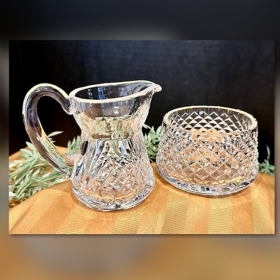 Waterford Crystal Cream and Sugar / Waterford Alana Cream and Open Sugar Set / Blown Glass / Vintage Waterford / Hand Crafted in Ireland