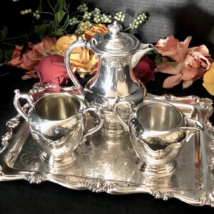 Butler Tea Set Vintage Tea Set / Silver Plated Butlers Tray / Etched Floral Tray ...