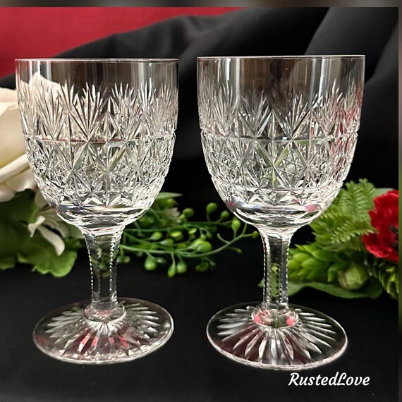 Wellington Thomas Webb Water Glases / Thomas Webb Water Goblets / Cut Crystal Wellington Water Glasses / Webb Wellington Water Glasses - 2