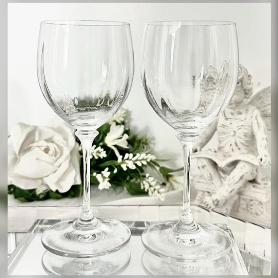 Mikasa Stephanie Wine Glass Pair Vintage Replacement Stemware Crystal Glasses