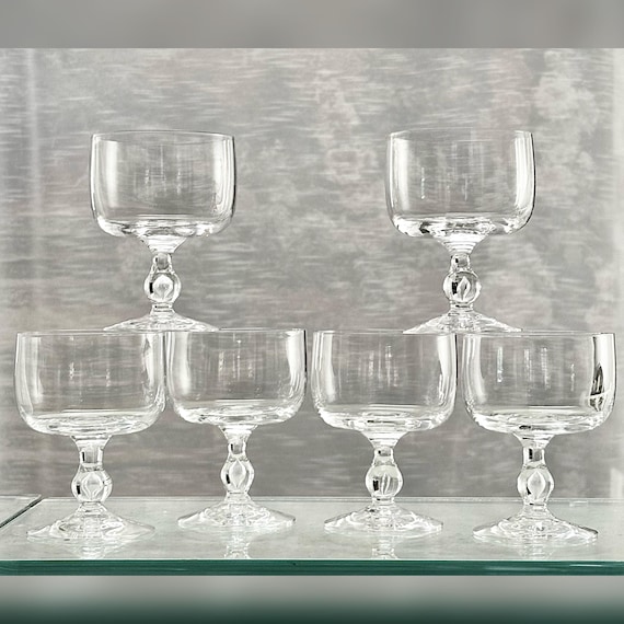 Kosta-Boda Solvig Champagne Tall Sherbet  / Solvig Bubble Stem Champagne / Kosta Boda Blown Glasses / Solvig 4 1/2" Tall Sherbet Cup - 6 pc