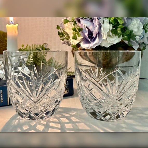 Galway Ashford Double Old Fashioned Glasses / Ashford CUT Base Old Fashioned / Galway Vintage Ashford Double Old Fashioned Glasses - 2
