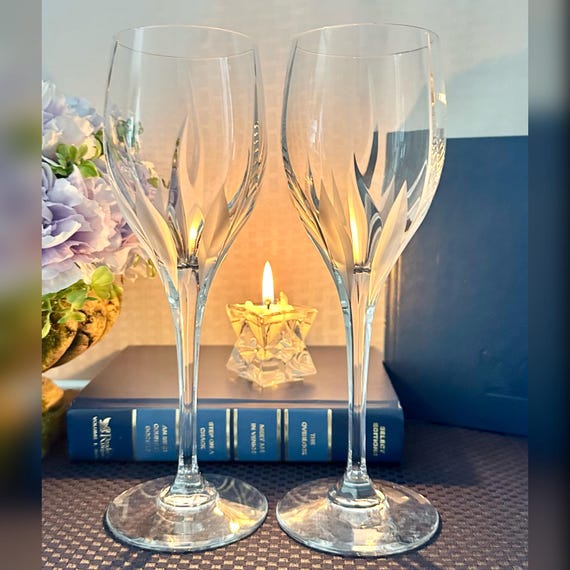 Mikasa Crystal Flame D'Amore Water Glasses / Vintage Mikasa Water Glasses / Mikasa Crystal Flame D'Amore / Flame D'Amore Water Glasses - 2
