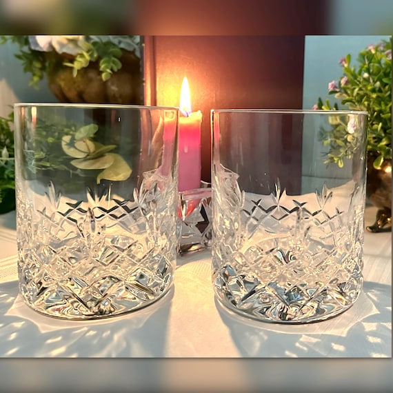 Old Fashioned Whiskey Glasses / Barware Cut Heavy Old Fashioned Glasses / Whiskey Old Fashioned Glasses / Whiskey Vintage Crystal Glasses  2