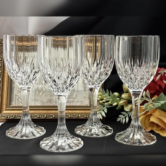 Cristal d'Arques Bretagne Wine Glasses Set of 4 Replacement Vintage France 6.5 Inch