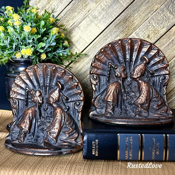 Vintage boekclip, antiek bronzen boekbladhouder journaalclips om