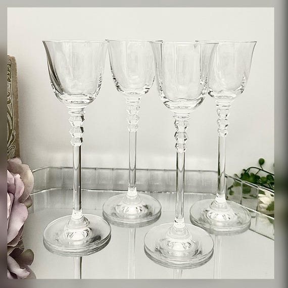Mikasa Sonnet Crystal Cordial Glasses Set of 4 Optic Bowl Glasses