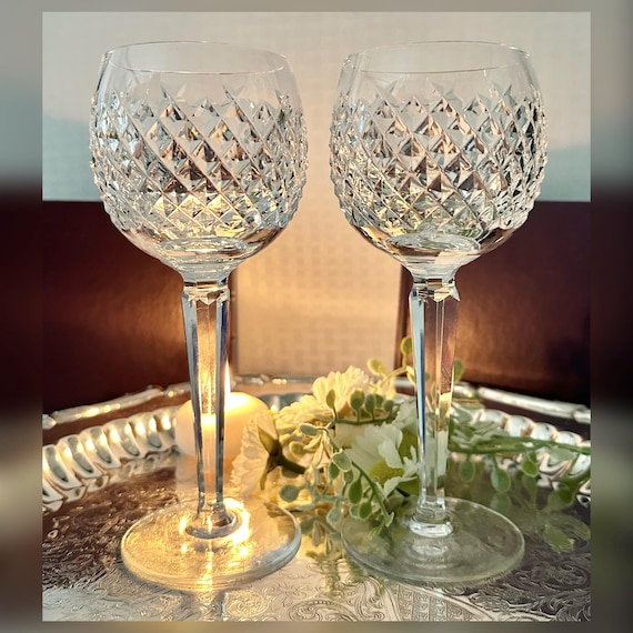 Alana Waterford Crystal Hock Wine Glasses / Alana Crystal 6 Oz Wine Hock Glasses / Vintage Waterford Alana Wine Hocks / Waterford Glasses 2