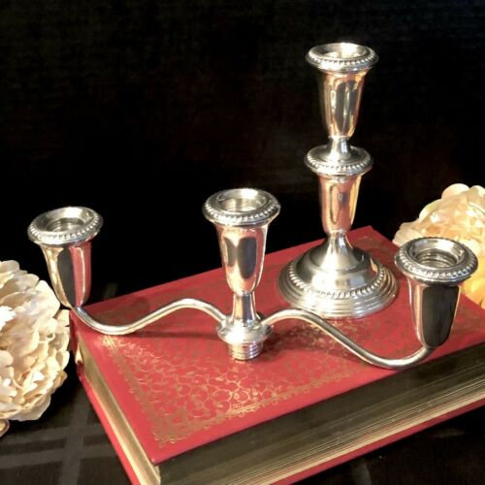 Sterling Silver Empire Candelabra 3 Arm Candle holder Vintage Etsy