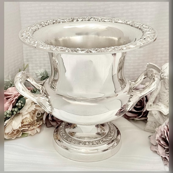 Birmingham Silverplate Champagne Bucket Silver Plate Wine Cooler Bar Cart Decor