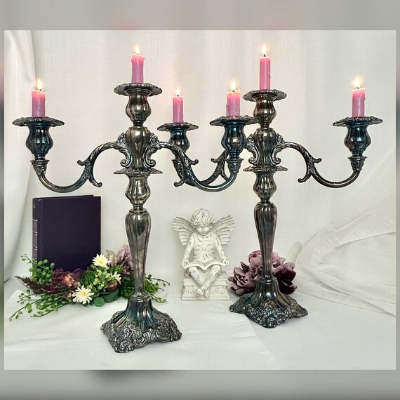 Wallace Grand Baroque Silverplate Candelabra Pair Candle Holders