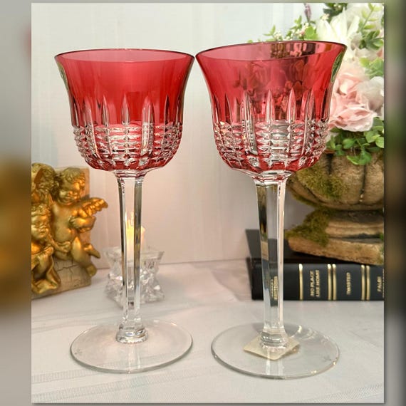 Waterford Simply Pastel Pink Water Goblets / Waterford Crystal Water Glasses / Waterford Pink Water Goblets / Simply Pink Water Goblets - 2
