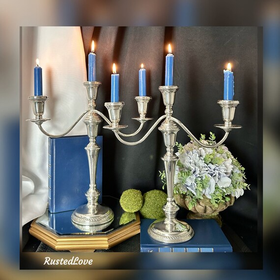 Sterling Silver Preisner Candelabras / Vintage Silver Twisted 3 Arm Candlesticks / Sterling Preisner Candle Holders / Large Candelabras