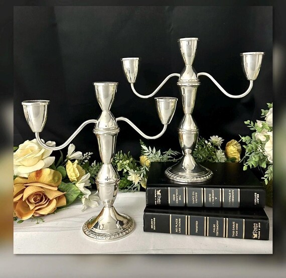 Sterling Silver Duchin Creations Candelabras / Duchin Sterling Vintage Candle Holders / 3 Arm Sterling Silver Candle Holders / Duchin Silver