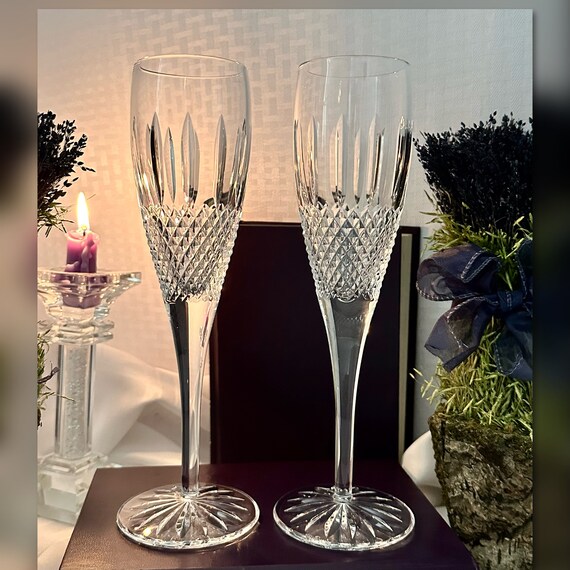 Glenmede Waterford Crystal Champagne Flute / Vintage Waterford Glenmede Toasting Flutes / Champagne Toasting Glasses / Wedding Glasses - 2