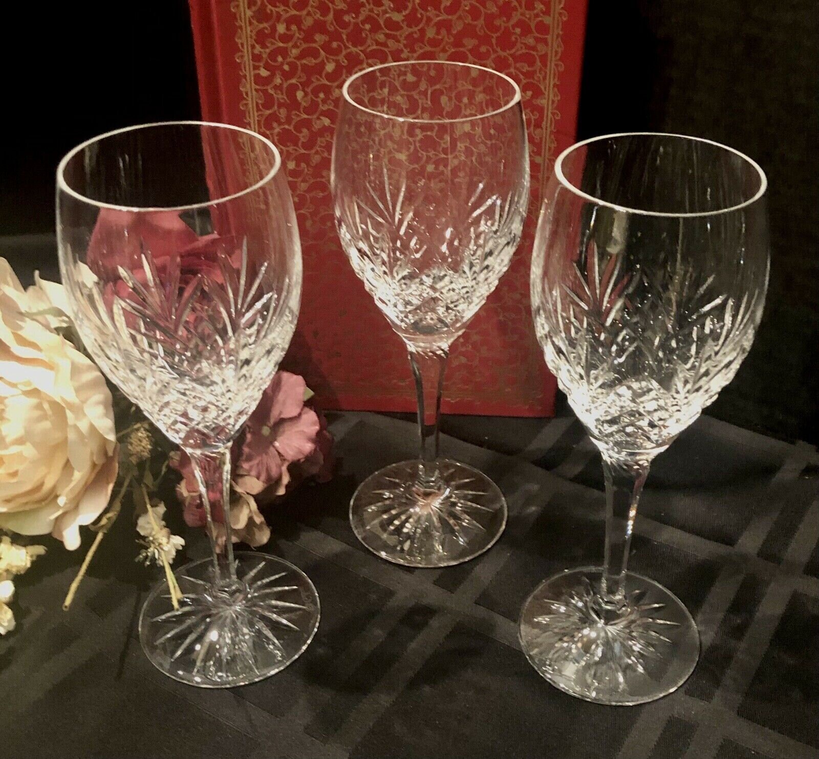3 Galway O'Hara Red Wine glass cut clear crystal glasses Etsy