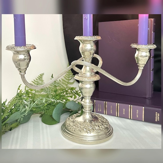 S. Kirk & Son Sterling Silver Candelabra / Kirk Repousse Candelabra Vintage Sterling / Sterling Silver Vintage Kirk and Son Candelabra