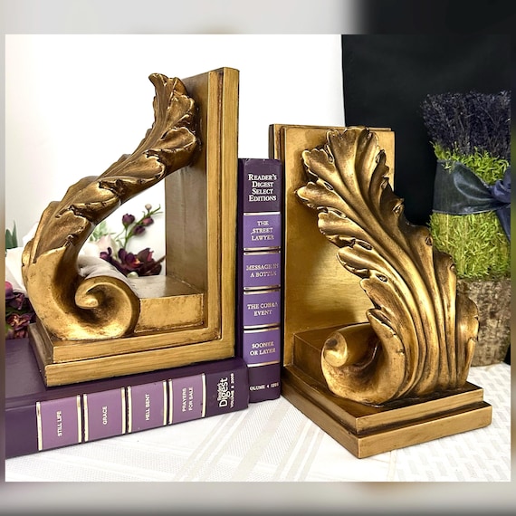 Vintage Gold Corbels Wall Shelves or Book Ends Large Greek Acanthus Leaves - 2