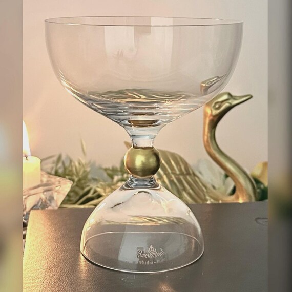 Rosenthal Magic Flute Champagne Coupe – Gilt Orb Stem, MCM Barware (Discounted