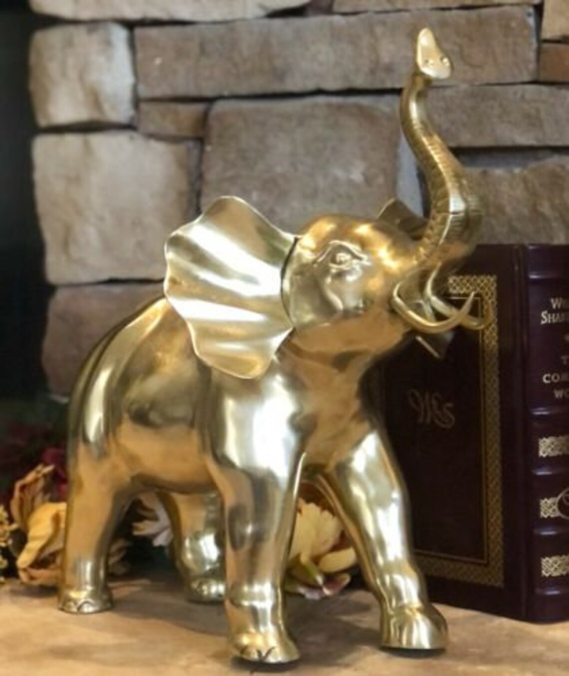 Elephant Solid brass Large Statue Trunk Up African Etsy