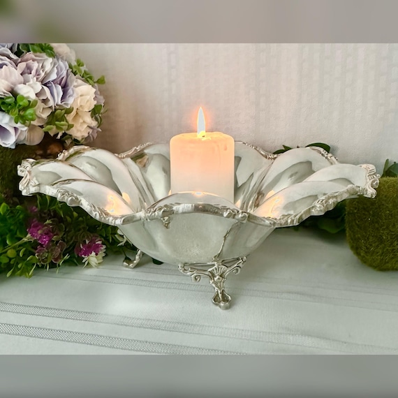 Sterling Silver Centerpiece Bowl / Vintage Sterling Footed Fruit Bowl / Centerpiece Sterling Mexican Silver Bowl / Large Silver Fruit Bowl