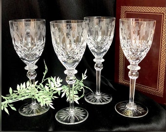 Vintage Wine Glasses / Queen by Rogaska / Crystal Elegant Glassware /  Vintage Glassware / Blown Glass / Etched Cut Wine Goblets / Drinkware 