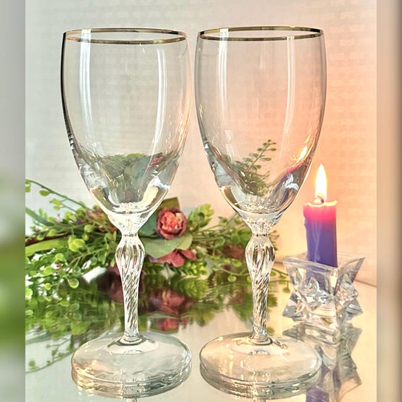 Lenox Monroe Gold Ice Tea Glasses / Vintage Lenox Crystal Gold Trimmed Glasses / Monroe Gold Ice Tea Vintage Glasses / Gold  Monroe  *Read*