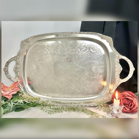 Rogers Bros Heritage Silver Plated Serving Tray Large Vintage Tea Plater Butlers Tray