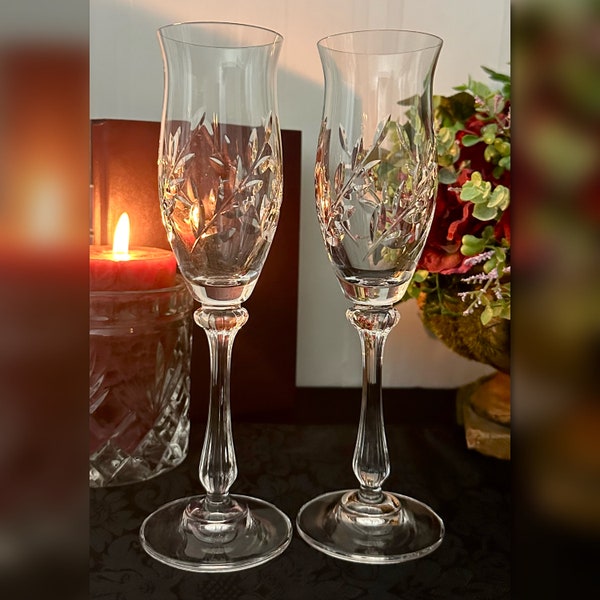 Mikasa Champagne Flutes / Vintage Mikasa Versailles / Wedding Toasting Champagne Glasses / Versailles Toasting Glasses / Champagne Glasses