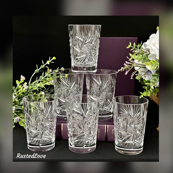 Bohemian Highball Glasses / Bohemian Styled Crystal Highball Glassware / Bohemian Highball Glasses / Cut Glass Highball Glasses - 6