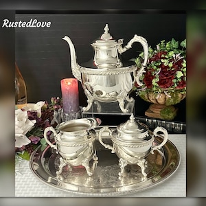Vintage Tea Set / Vintage Silver Plated Tea Set / Tea and Coffee Service Set / Silver Plated Tea Tray Set / Vintage Small Tea Service Set