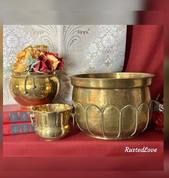 Brass Planters / Indoor Brass Pots / Brass Home Decor / Home and Living Decor / Solid Brass Indoor Pot / Decorative Brass Polished Planters