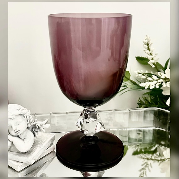 Bryce Aquarius Amethyst Wine Glass Vintage Diamond Stem Replacement Glass