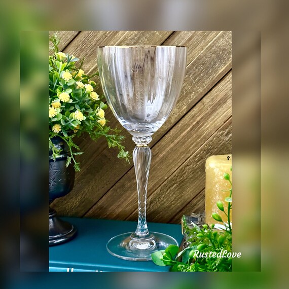 Mikasa Traviata Water Glass / Mikasa Gold Rimmed Water Goblet / Traviata Water Glass / Mikasa Optic Bowl Traviata Water Glass - 1