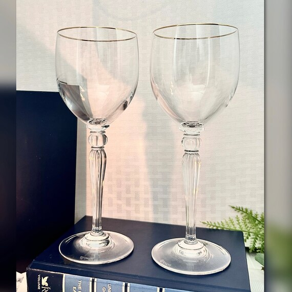 Waterford Crystal Carleton Gold Water Glasses / Vintage Carleton Water Goblets / Waterford Gold Carleton Water Goblets / Gold Rimmed Glasses