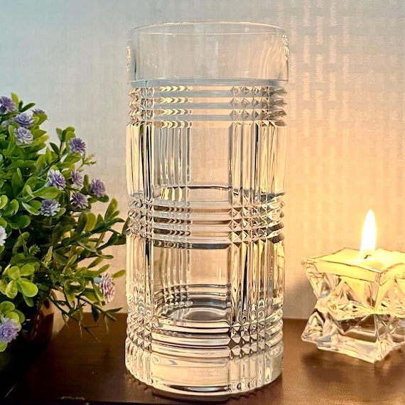Ralph Lauren Glen Plaid Highball Glass / Vintage Ralph Lauren Crystal Highball Glass / Lauren Glen Plaid Highball Glass / Glen Plaid Glass 1