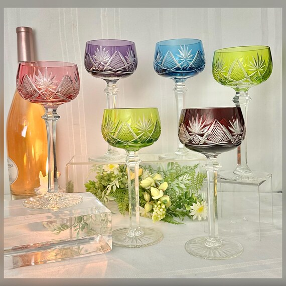 Berncastle Cut to Clear Wine Hocks / Val St Lambert Berncastle Wine Goblets / Belgium Val St Lambert Wine Hocks / Val St Lambert Glasses - 6