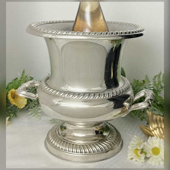 Silver Plated Spanish Champagne Bucket / Vintage Early 20th Century Alpaca Wine Cooler / Silver Plated Trophy Urn / Centerpiece Trophy Vase