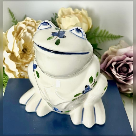 Vintage Frog Piggy Bank Misty Pine Creations Ceramic Frog Coin Bank Figurine Animal Lover Gift