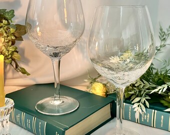 Pier 1 Reflections Clear Tall Crackle Wine Glass – 10 Inch, Set Of 2 – Hand Blown
