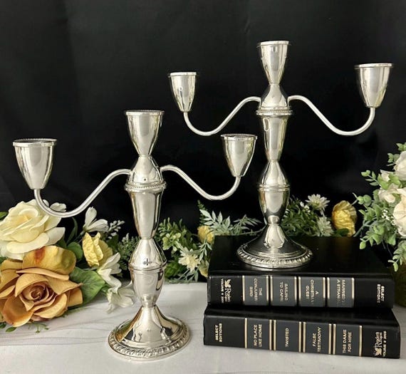アメリカ製 Duchin Creation スターリングキャンドルスタンド Duchin Sterling Silver Convertible Candelabras Pair 3 Light Candle