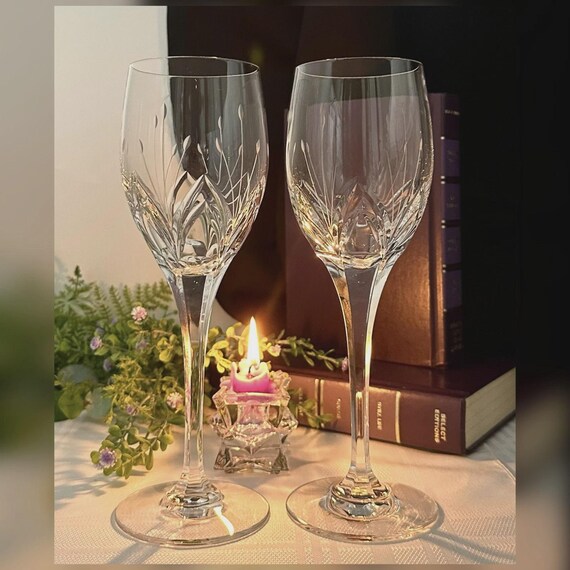 Mikasa Petit Points Water Glasses / Vintage Mikasa Barware Water Goblets / Petit Points Mikasa Water Goblets / Pair Mikasa Water Glasses