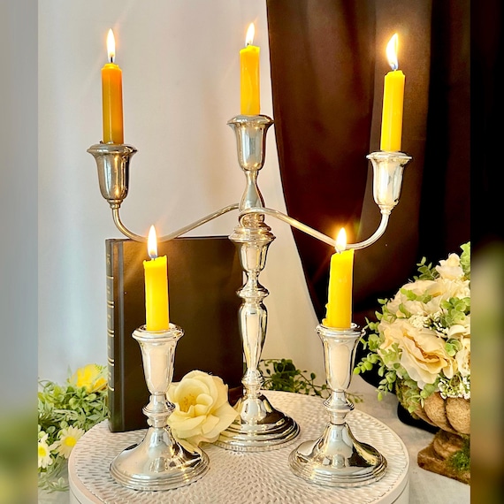 Vintage Empire Sterling Silver Candle Holders / Vintage Silver Console Candlesticks / Silver Centerpiece Candlesticks / Empire Candelabra