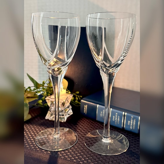Lenox Sea Swirl Wine Glasses / Sea Swirl Lenox Glassware / Vintage Lenox Wine Glasses / Sea Swirl Wine Goblets / Lenox Wine Glasses - 2