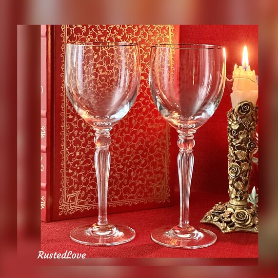 Waterford Crystal Carleton Platinum Wine Glasses / Waterford Carleton Wine Glasses / Platinum Rimmed Carleton Glasses / Silver Rim Glasses 2