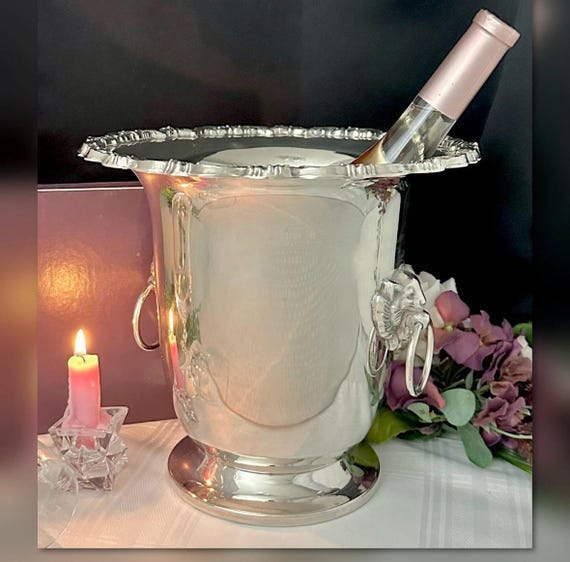 Vintage Ice Bucket / Champagne Bucket Leonard Silver Plated / Silverplated Wine Chiller / Lion Handled Ice Bucket / Leonard Champagne Bucket